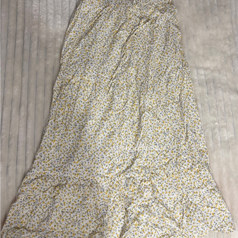 Floral Maxi Skirt in Yellow and White